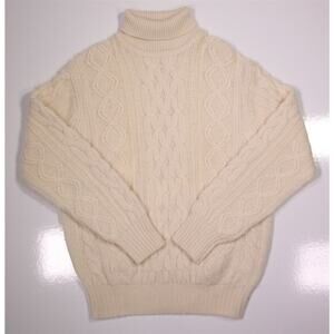 Kings Road Shop for Sears Beige Cable knit Wool Heavy Turtleneck Sweater XL